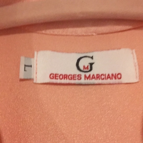 90’s Vintage Georges Marciano Pink stretchy satin short sleeve surf top - Picture 2 of 8